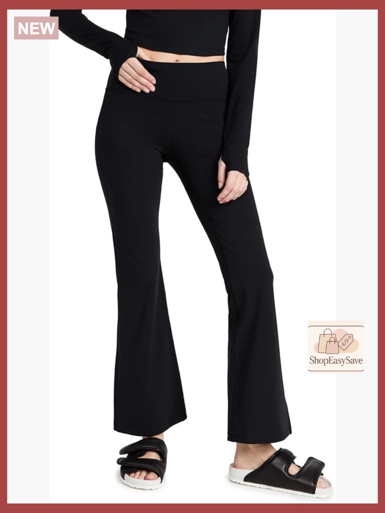 Power Flare Workout Trousers High Waist 4-Way Stretch Sweat-Wicking Zip Pocket